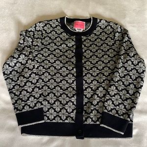 Kate Spade Cardigan with spade graphics in metallic thread throughout
